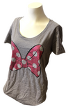 Disney Store Women's Minnie Mouse Bow Gray Short Sleeve Shirt Size Large