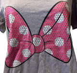 Disney Store Women's Minnie Mouse Bow Gray Short Sleeve Shirt Size Large