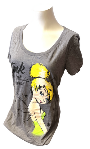 Disney Store Women's Tinker Bell Not That Innocent Gray Shirt Size Medium