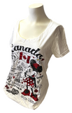 Disney Store Women's Minnie Mouse Glitter Canada Graphic White Shirt Size Medium