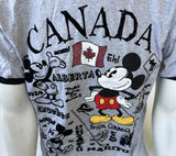 Disney Men's Mickey Mouse Canadian Flag Gray Short Sleeve Shirt Size Medium