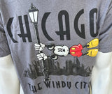 Disney Men's Mickey Mouse Chicago Windy City Gray Short Sleeve Shirt Size Medium