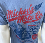 Disney Men's Mickey Mouse Moto Co Motorcycle Blue Short Sleeve Shirt Size Medium