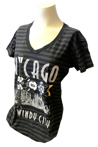 Disney Store Women's Minnie Mouse Chicago The Windy City Glitter Shirt Size M