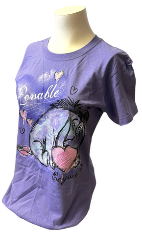 Disney Store Women's Loveable Eeyore Purple Short Sleeve Shirt Size Medium