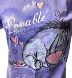 Disney Store Women's Loveable Eeyore Purple Short Sleeve Shirt Size Medium