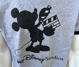 Disney Men's Mickey Mouse Walt Disney Studios Gray Short Sleeve Shirt Medium