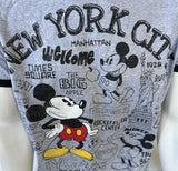 Disney Men's Mickey Mouse New York City Gray Short Sleeve Shirt Medium