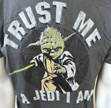Disney Men's Star Wars Yoda Jedi I Am Light Saber Gray Short Sleeve Shirt Medium