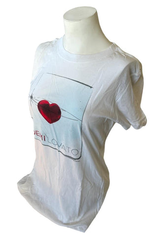 Next Level Women's Demi Lovato White Short Sleeve Graphic Shirt Size Large