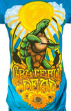 Alstyle Women's Grateful Dead Turtle Graphic Short Sleeve Teal Shirt Size Medium
