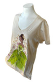 Disney Store Women's Princess Tiana Tan Graphic Short Sleeve Shirt Size Large