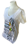 Disney Store Women's Tinker Bell Believe White Short Sleeve Shirt Size Medium
