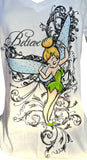 Disney Store Women's Tinker Bell Believe White Short Sleeve Shirt Size Medium
