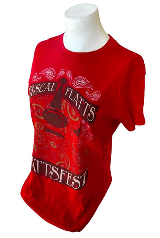 Tultex Women's Rascal Flatts Flattsfest Red Short Sleeve Graphic Shirt Size L
