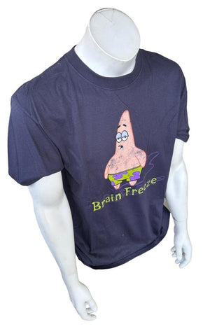 Anvil Men's Sponge Bob Patrick Brain Freeze Navy Short Sleeve Shirt Size Large