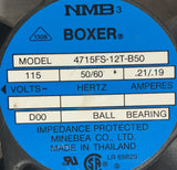 Lot of (5) NMB Boxer 4715FS-12T-B50 Axial Fan 115 Volts 50/60 Hertz