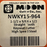Moon Cutter NWKY15-964 Straight Tooth Keyseat Cutter 1-1/2 X 9/64 X 1/2