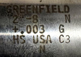 Greenfield 2"-8N Plug Hand Tap 6 Flute HS USA C3