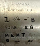 GTD Greenfield 1 3/4-6 Plug Hand Tap 6 Flute Acme - 2G MEHT