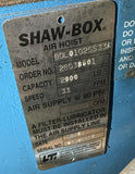 Shaw Box 1 Ton Air Hoist w/ Air Powered Trolley & Spreader Beam 33 FPM