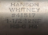 Hanson Whitney 1-1/2"-12 NF Hand Tap 6 Flute #41517 HS-G H4