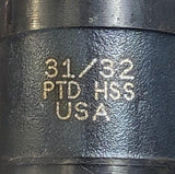 Precision 020062 High Speed Drill Bit 31/32" HSS Black Steel Taper Shank