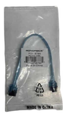 Lot of (8) Monoprice 8786 MSTA3-10BL Sata Cable 6" UV Blue