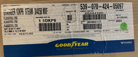 Goodyear 1DKP6 FlexSteel 250 Steam Hose 3/4" X 50 FT 250 PSI