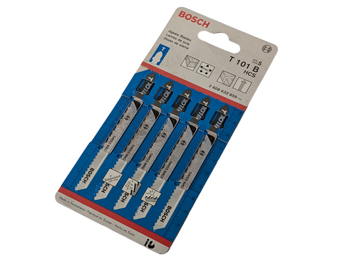 Pack of (5) Bosch T101B Jigsaw Blade 2.70 mm Pitch 100 mm Length HCS For Wood