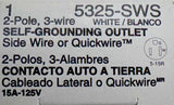 Leviton Decora 5325-SWS White Self Grounding Outlet 15A 125V 2-Pole 3-Wire