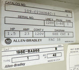 Allen-Bradley 198E-BA966 Motor Controller 109-C23ADS4C-1 120V 23A