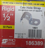 Lot of (50) Sigma Electric 1801 ProConnex One Hole Strap 1/2" Zinc Plated Steel