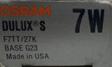 Lot of (4) OSRAM F7TT/27K DULUX S Base CF Light Bulb 7W 2700K