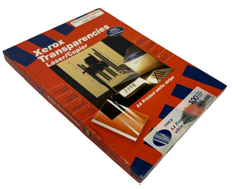 Xerox 3R96000 Type B Laser Transparencies A4 Printed White Stripe 100-Pack