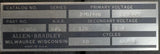 Allen Bradley X-343858 Transformer 220-480V Primary .075 KVA 110/120V Secondary