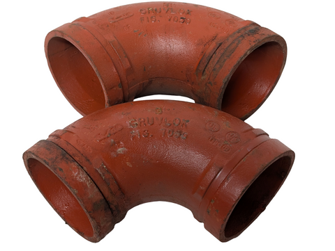 Lot of (2) Gruvlok Fig 7050 90 Degree Elbow Grooved-End Fitting 3" Orange