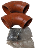 Lot of (2) Gruvlok Fig 7050 90 Degree Elbow Grooved-End Fitting 4" w/ Bolts