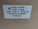 C2511034 LLDPE Tubing Yellow .500" OD x .375'' ID x 100' Coil