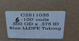 C2511035 LLDPE Tubing Blue .500" OD x .375'' ID x 100' Coil