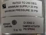 Johnson Controls D-3062-2 Pneumatic Piston Actuator 30 PSI Max Pressure