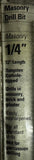 Lot of (2) Black & Decker 16712 Masonry Drill Bit 1/4" X 12" Length