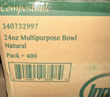 Innopak 24oz Bagasse Multipurpose Bowl Disposable Compostable Brown 400/Case