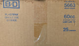 Lot of (25) B-D 5663 Syringe 60cc Luer-Lok PlastiPak Single Use