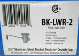 BK Resources BK-LWR-2 Twist Lever Drain 3-1/2" Opening