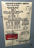 Square D HU365 Safety Switch Disconnect Single Throw Non Fusible 400A 600VAC