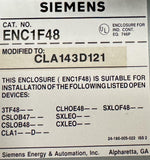 Siemens ENC1F48 Enclosure W/ CLA143D Lighting Contactor CLA143D121