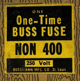 Buss NON 400 One Time Fuse 250 Volt 400 Amp