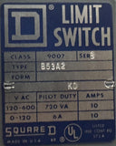 Square D B53A2 Heavy Duty Limit Switch Class 9007 Series B