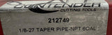 Contender 212749 Taper Pipe Tap 4 Flute 1/8-27 NPT HSS 6OAL 122839